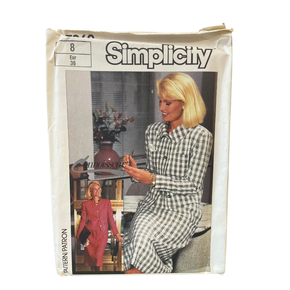 Simplicity 7269 Sewing Pattern Misses Size 8 White 80s Skirt Lined Jacket Uncut